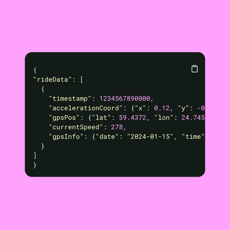 Telemetry data code sample on a pink background