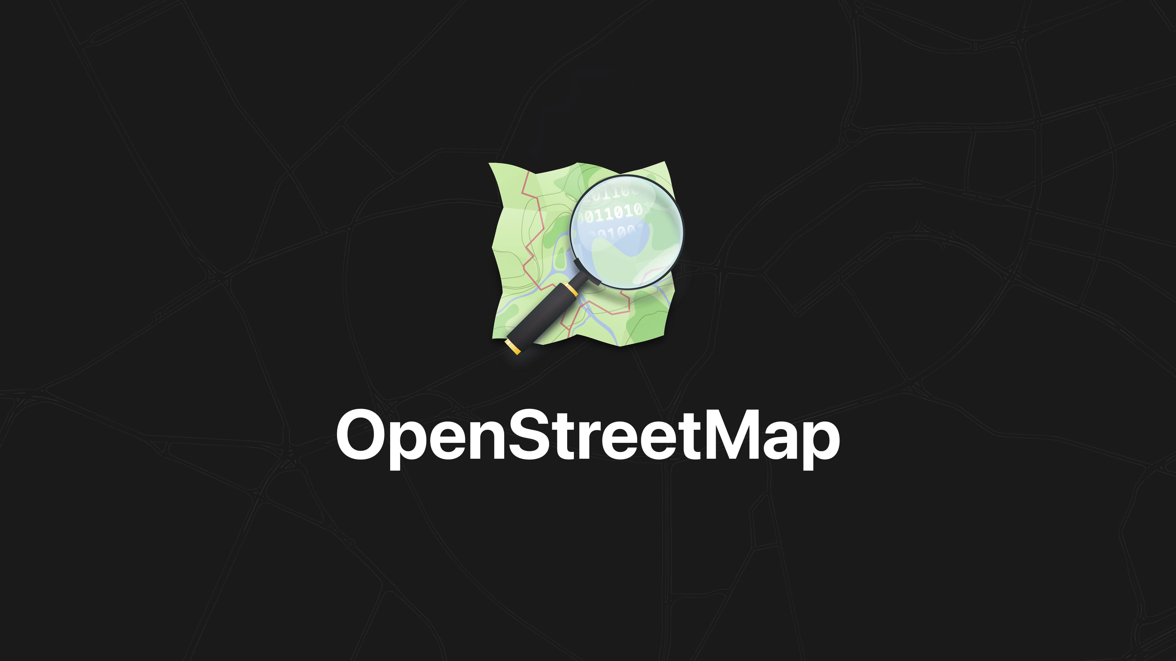 OpenStreetMap logo with map and magnifying glass