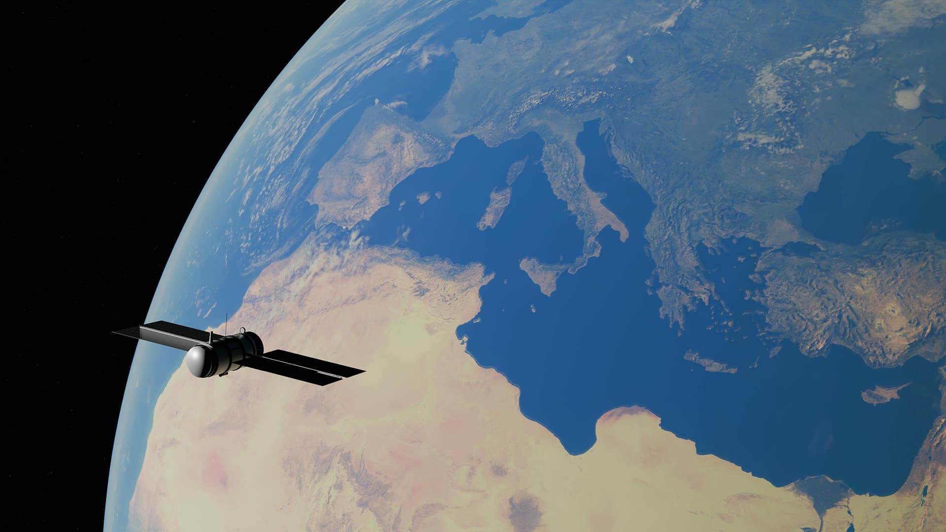 Satellite orbiting above Earth